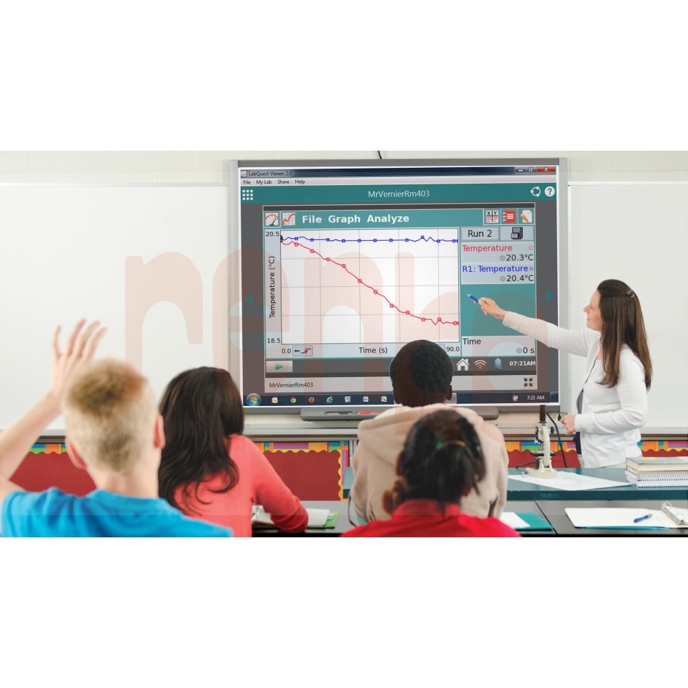 Middle school students in a classroom. Picture on slide was taken at the shoot.